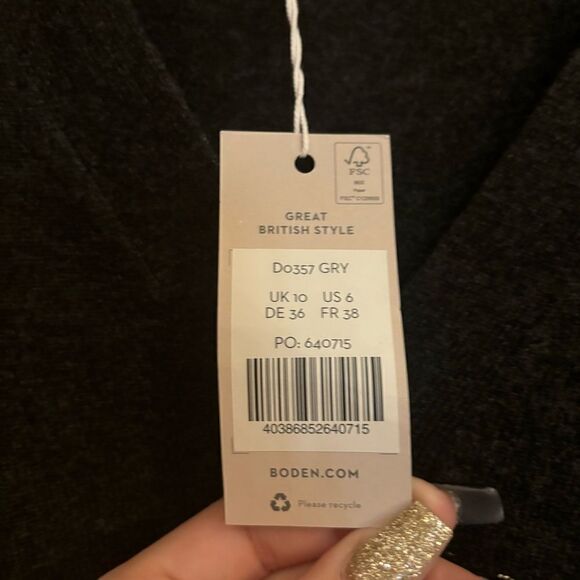 Boden NWT Knitted Cardigan Wool Cashmere Blend Grey Minimalist Elegant Dress 6 - Picture 10 of 14